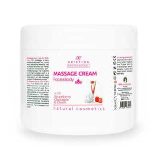 Massage cream Strawberry, Champagne and cream, 500 ml