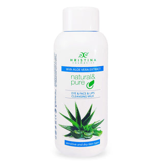 Lapte de toaleta pentru ochi, fata si buze cu extract de aloe vera, 150 ml