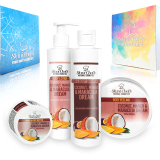 Set cadou „Nucă de cocos, mango și fructul pasiunii”, 850 ml
