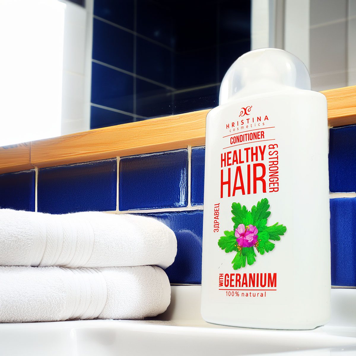 Hair conditioner with geranium extract for hair strength, 200 ml