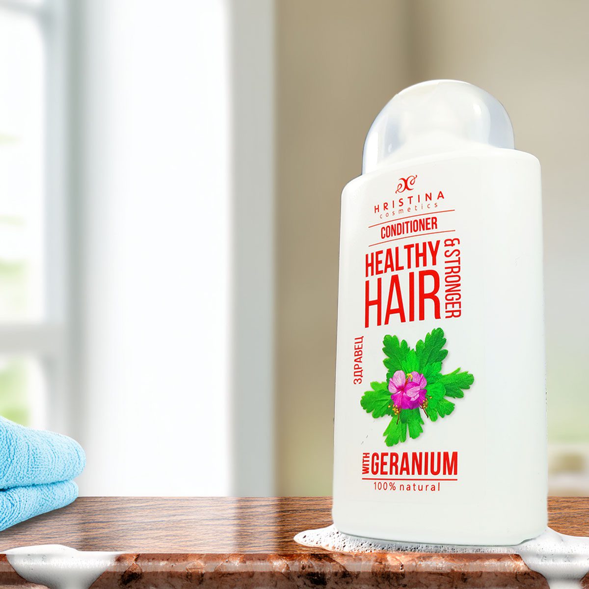 Hair conditioner with geranium extract for hair strength, 200 ml