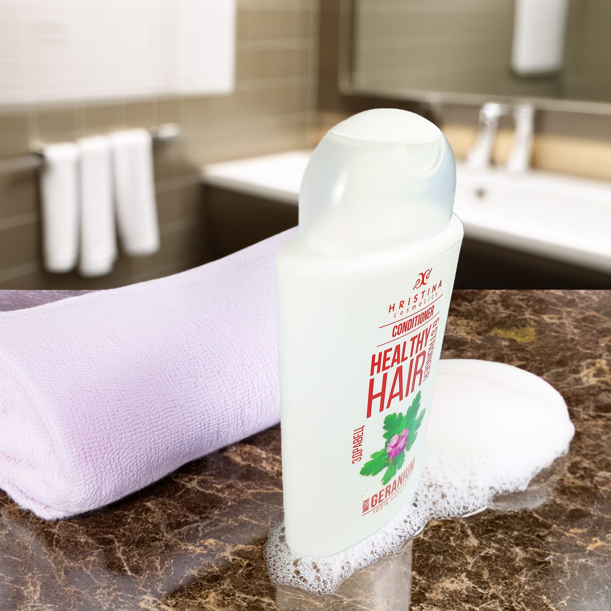 Hair conditioner with geranium extract for hair strength, 200 ml
