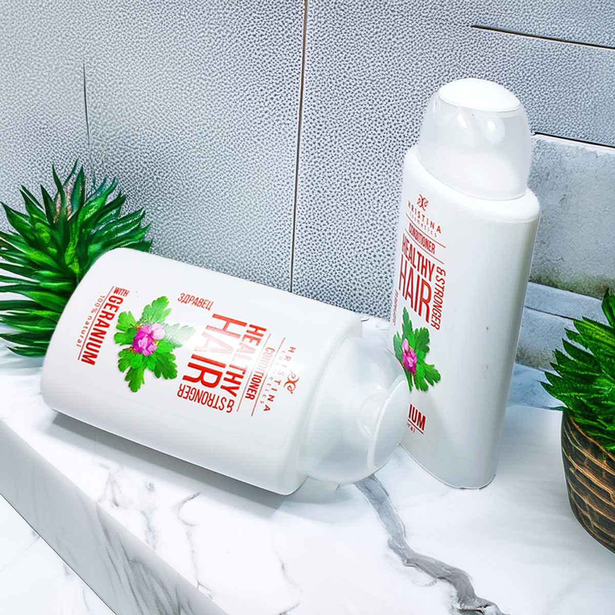 Hair conditioner with geranium extract for hair strength, 200 ml